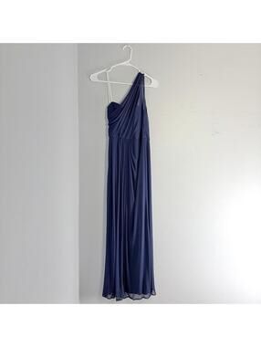 David’s Bridal Navy Blue One Shoulder Maxi Dress Formal Size 2